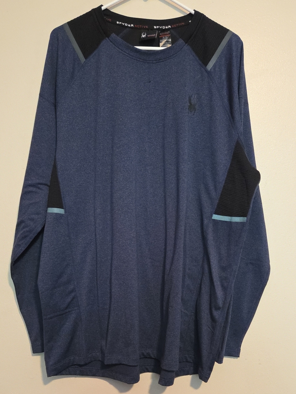 Spyder Men's Navy and Black Long Sleeve Performance Shirt
